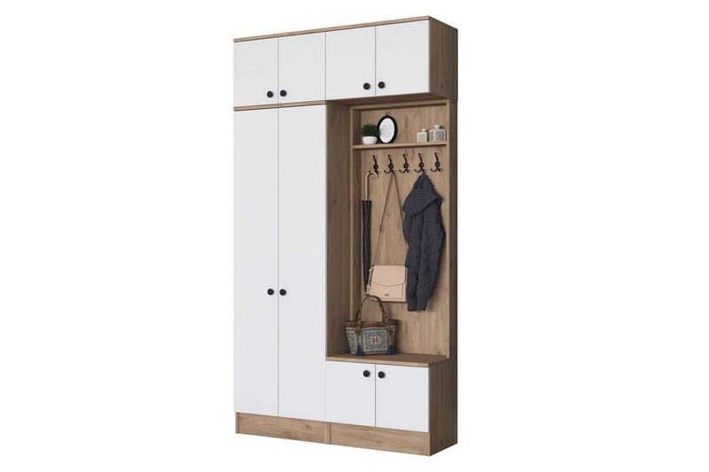 Quorra Eteiskalustesetti - Pähkinä/Valkoinen - Huonekalut - Kalustesetit - Eteisen kalustesetit