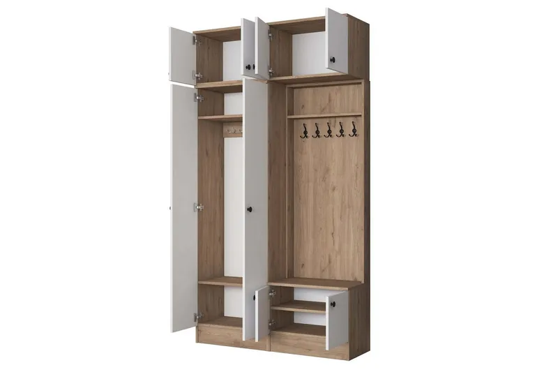 Quorra Eteiskalustesetti - Pähkinä/Valkoinen - Huonekalut - Kalustesetit - Eteisen kalustesetit