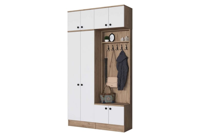 Quorra Eteiskalustesetti - Pähkinä/Valkoinen - Huonekalut - Kalustesetit - Eteisen kalustesetit