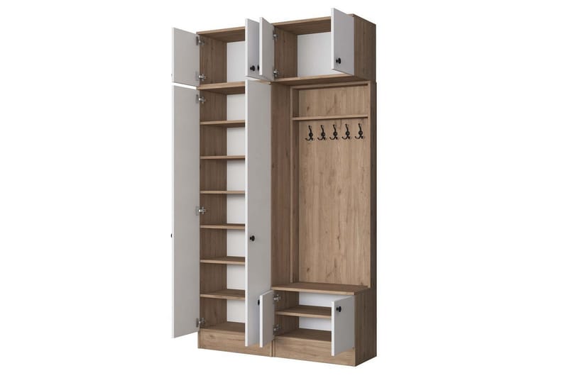 Quorra Eteiskalustesetti - Pähkinä/Valkoinen - Huonekalut - Kalustesetit - Eteisen kalustesetit