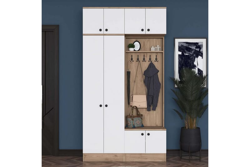 Quorra Eteiskalustesetti - Pähkinä/Valkoinen - Huonekalut - Kalustesetit - Eteisen kalustesetit