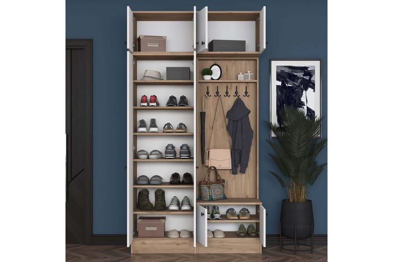 Quorra Eteiskalustesetti - Pähkinä/Valkoinen - Huonekalut - Kalustesetit - Eteisen kalustesetit