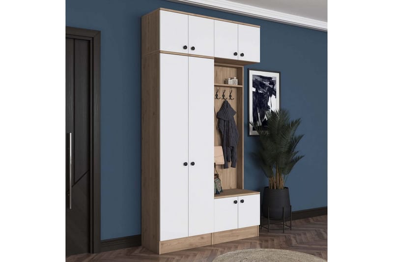 Quorra Eteiskalustesetti - Pähkinä/Valkoinen - Huonekalut - Kalustesetit - Eteisen kalustesetit