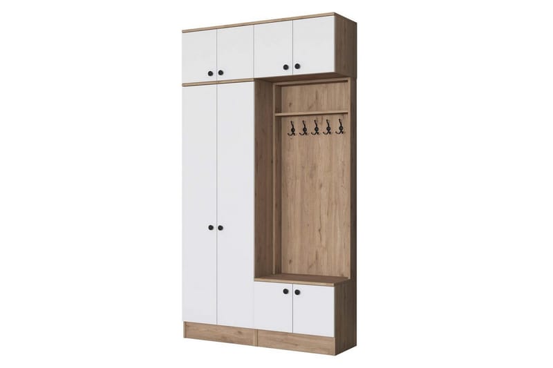 Quorra Eteiskalustesetti - Pähkinä/Valkoinen - Huonekalut - Kalustesetit - Eteisen kalustesetit