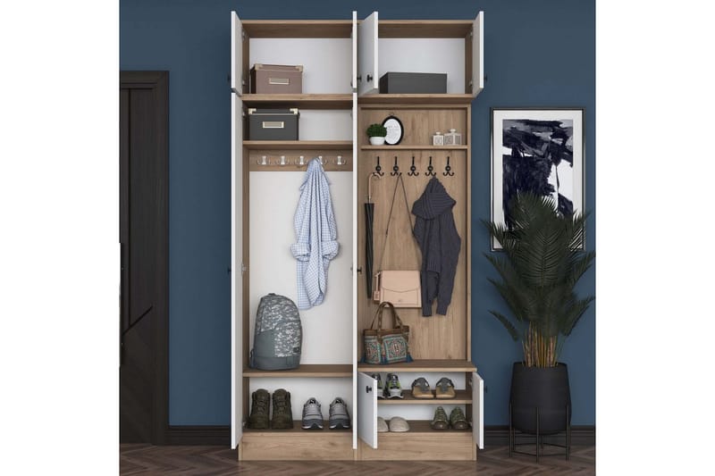 Quorra Eteiskalustesetti - Pähkinä/Valkoinen - Huonekalut - Kalustesetit - Eteisen kalustesetit