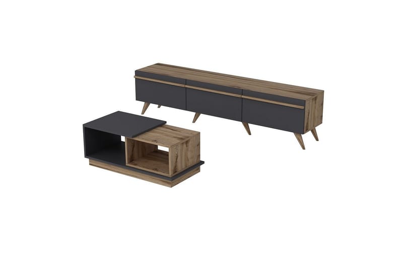 Ravinarville Kalustesetti Olohuoneeseen - Antrasiitti/Pähkinä - Huonekalut - Kalustesetit - Olohuoneen kalustesetit