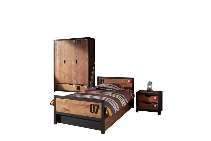 Sänky, jossa on laatikosto yöpöytä 3-ovinen vaatekaappi Alex, undefined