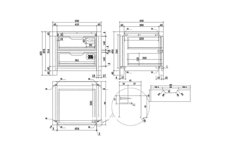 Sänky, jossa on laatikosto yöpöytä laatikosto 2-ovinen vaatekaappi Alex - Huonekalut - Kalustesetit - Makuuhuoneen kalustesetit