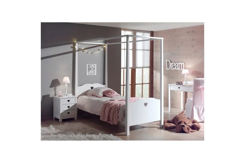 Sänky, jossa on yöpöytä Amori Valkoinen - Huonekalut - Kalustesetit - Makuuhuoneen kalustesetit