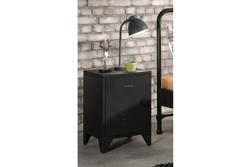 Sänky, jossa on yöpöytä Bronxx Musta - Musta - Huonekalut - Kalustesetit - Makuuhuoneen kalustesetit