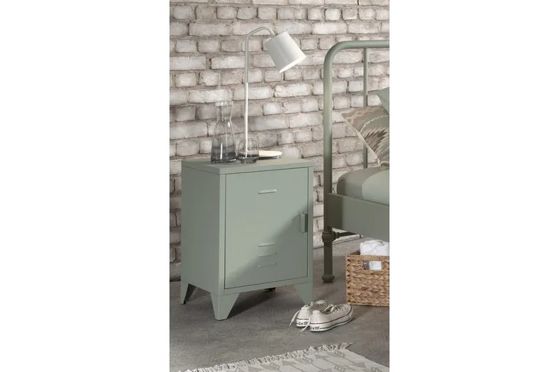 Sänky, jossa on yöpöytä Bronxx Oliivinvihreä - Oliivinvihreä - Huonekalut - Kalustesetit - Makuuhuoneen kalustesetit