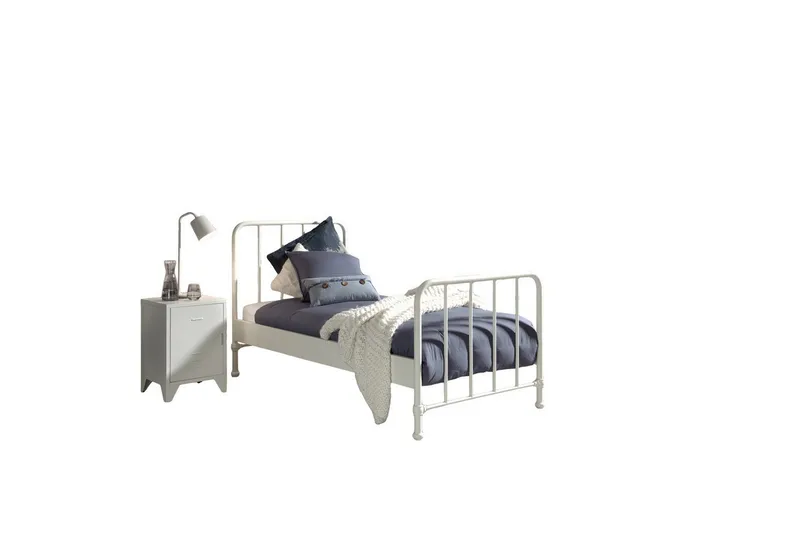 Sänky, jossa on yöpöytä Bronxx Valkoinen - Valkoinen - Huonekalut - Kalustesetit - Makuuhuoneen kalustesetit