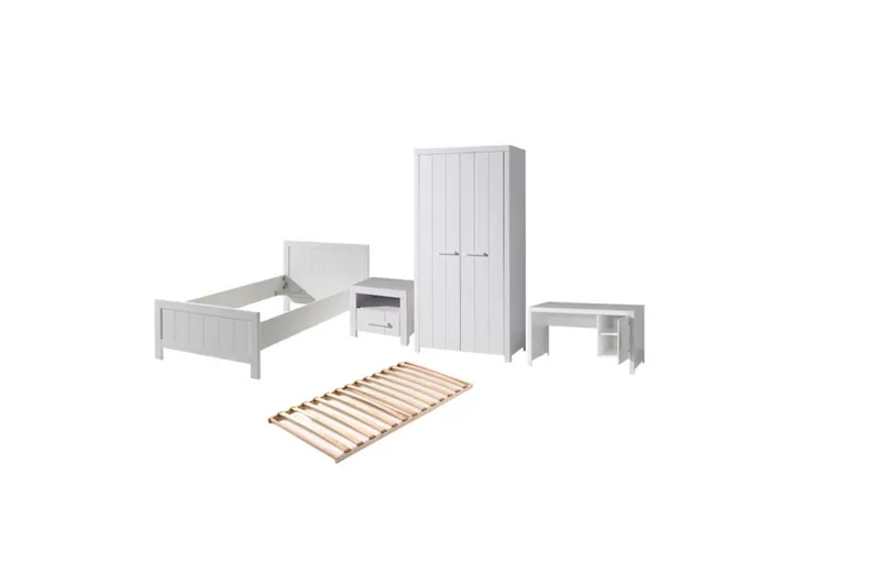Sänky ja sälepohja Yöpöytä 2-ovinen vaatekaappi Kirjoituspöytä Erik, undefined