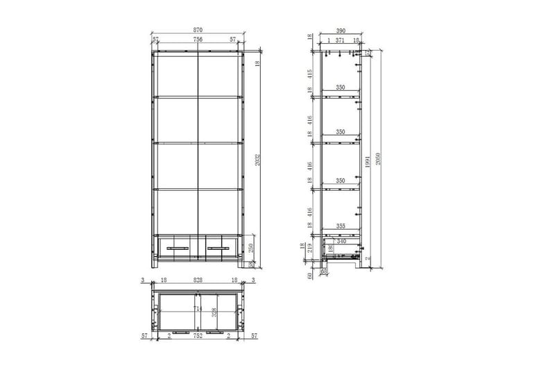 Sänky ja sälepohja Yöpöytä 2-ovinen vaatekaappi Kirjoituspöytä Kirjahylly Erik - Huonekalut - Kalustesetit - Makuuhuoneen kalustesetit
