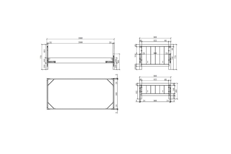 Sänky ja sälepohja Yöpöytä 2-ovinen vaatekaappi Kirjoituspöytä Kirjahylly Erik - Huonekalut - Kalustesetit - Makuuhuoneen kalustesetit
