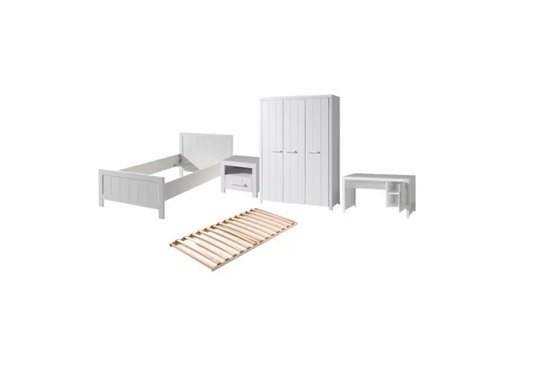 Sänky ja sälepohja Yöpöytä 3-ovinen vaatekaappi Kirjoituspöytä Erik, undefined