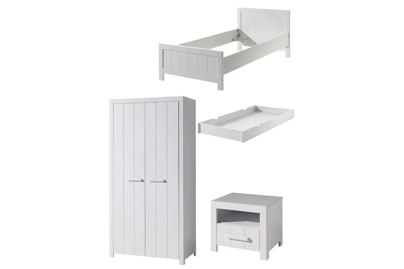 Sänky ja yöpöytä 2-ovinen vaatekaappi Vetolaatikko Erik, undefined