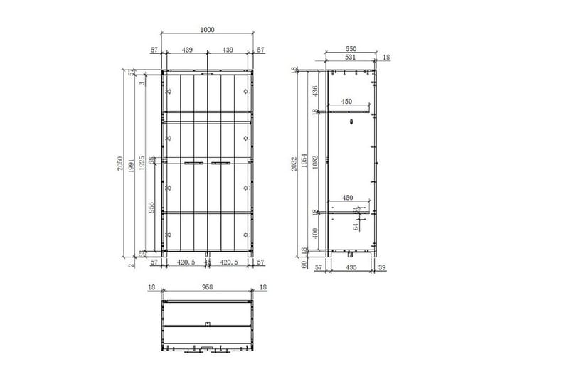 Sänky ja yöpöytä 2-ovinen vaatekaappi Pöytä Erik - Huonekalut - Kalustesetit - Makuuhuoneen kalustesetit
