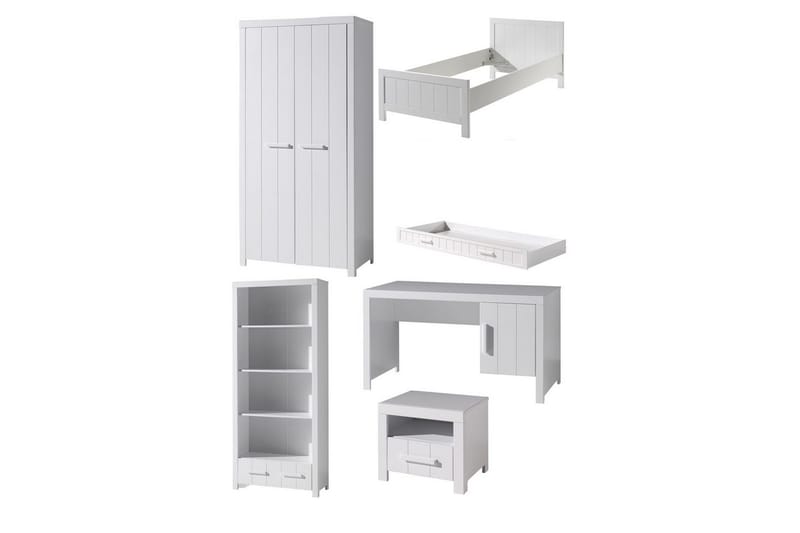 Sänky ja yöpöytä 2-ovinen vaatekaappi Pöytä Kirjahylly Vetolaatikko Erik, undefined