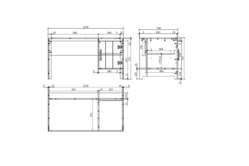 Sänky ja yöpöytä 2-ovinen vaatekaappi Pöytä Kirjahylly Erik - Huonekalut - Kalustesetit - Makuuhuoneen kalustesetit