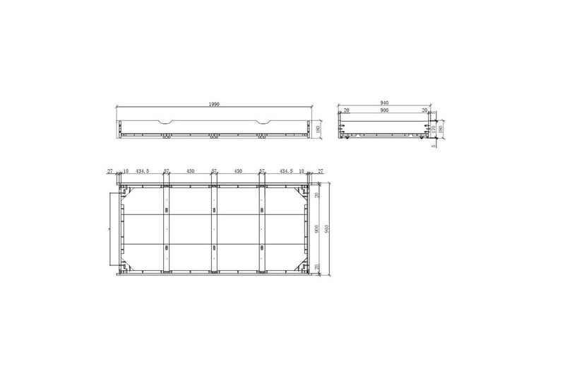 Sänky ja yöpöytä 2-ovinen vaatekaappi Pöytä Vetolaatikko Erik - Huonekalut - Kalustesetit - Makuuhuoneen kalustesetit