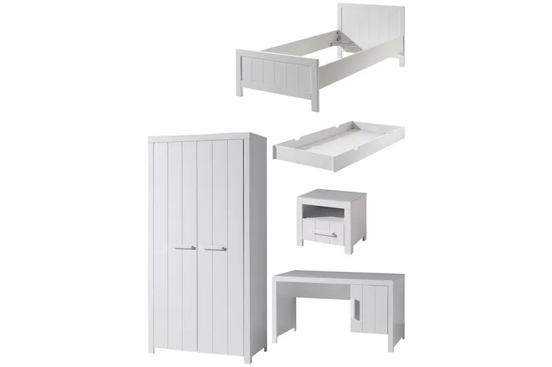 Sänky ja yöpöytä 2-ovinen vaatekaappi Pöytä Vetolaatikko Erik, undefined