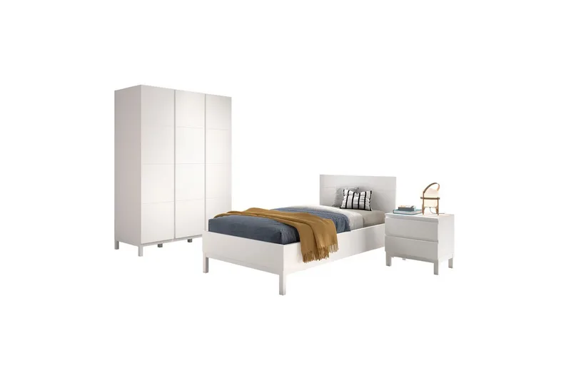 Sänky ja yöpöytä 3-ovinen vaatekaappi Eva, undefined