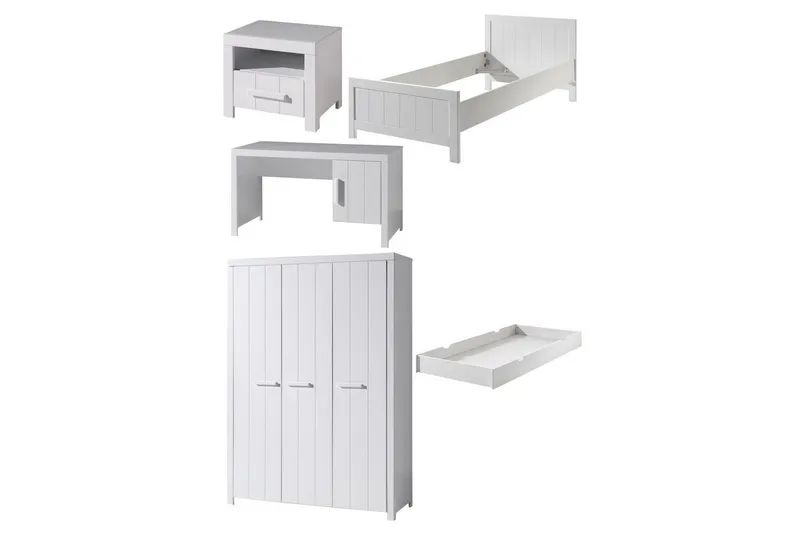 Sänky ja yöpöytä 3-ovinen vaatekaappi Pöytä Vetolaatikko Erik, undefined