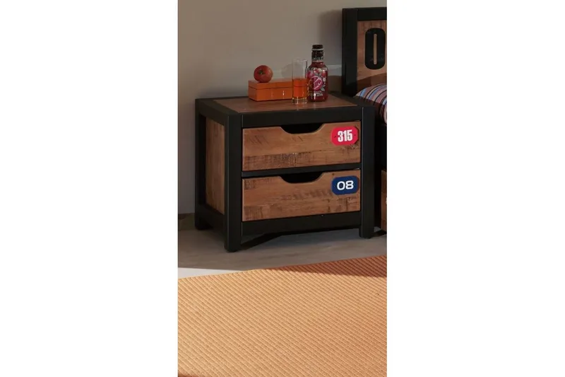 Sänky laatikolla, yöpöytä, kirjoituspöytä, vaatekaappi, kirjahylly Alex 2-ovinen - 2-ovinen - Huonekalut - Kalustesetit - Makuuhuoneen kalustesetit