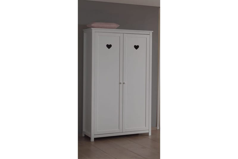 Sänky sälepohjalla Yöpöytä Vaatekaappi Tekstiilisetti Amori Valkoinen - Huonekalut - Kalustesetit - Makuuhuoneen kalustesetit