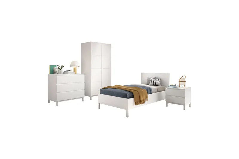 Sänky yöpöydällä, vaatekaapilla, lipastolla Eva 2-ovinen, 2-ovinen