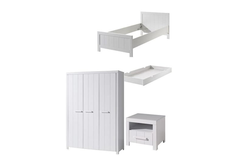 Sänky yöpöydällä 3-ovinen vaatekaappi Laatiko Erik, undefined