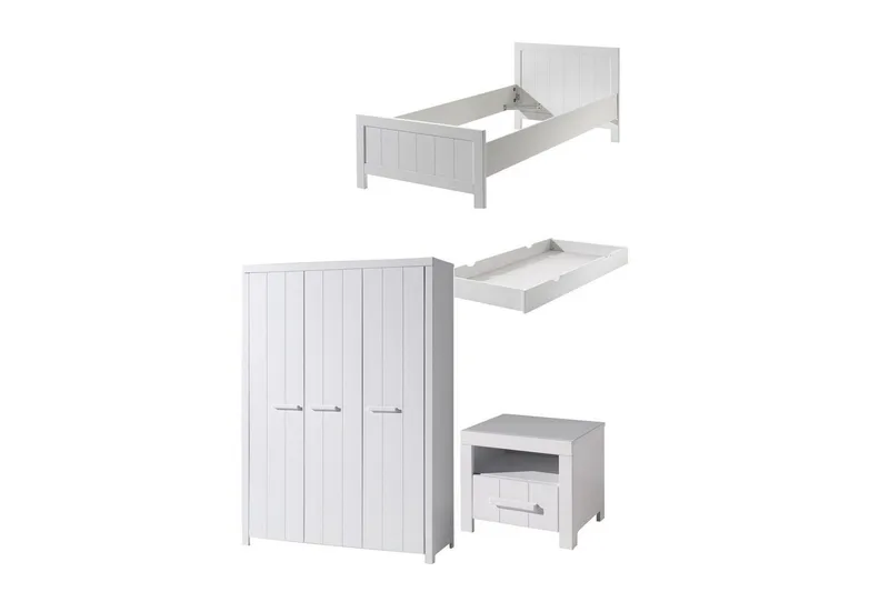 Sänky yöpöydällä 3-ovinen vaatekaappi Laatiko Erik, undefined