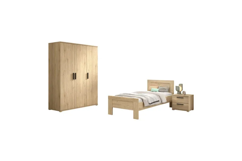 Sänky yöpöydällä 3-ovinen vaatekomero Sam, undefined