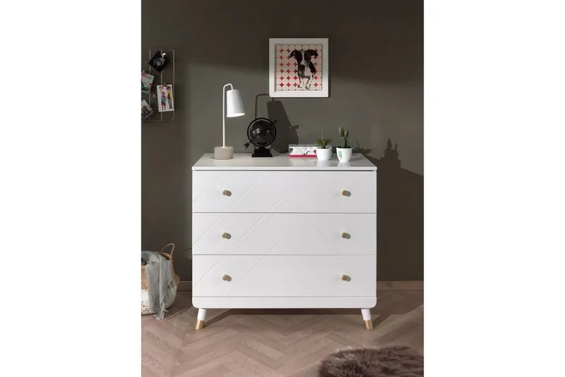 Sänky yöpöydällä Lipasto Billy Valkoinen - Huonekalut - Kalustesetit - Makuuhuoneen kalustesetit