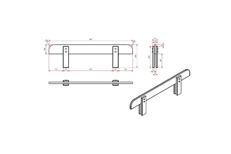 Sänky yöpöydällä Seinähyllyt Turvakaide Kiddy Vaaleanpunainen - Vaaleanpunainen - Huonekalut - Kalustesetit - Makuuhuoneen kalustesetit