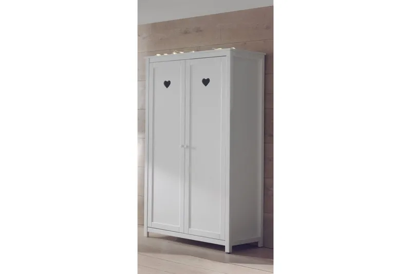 Sänky yöpöydällä Vaatekaappi Amori Valkoinen 2-ovinen - 2-ovinen - Huonekalut - Kalustesetit - Makuuhuoneen kalustesetit