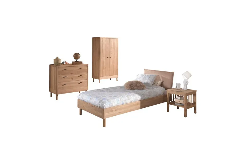 Sänky yöpöydällä Vaatekaappi Forrest 3 laatikon lipasto Tammi - Tammi - Huonekalut - Kalustesetit - Makuuhuoneen kalustesetit