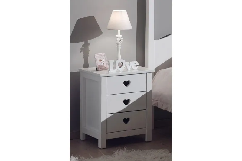 Sänky yöpöydällä Vaatekaappi Työpöytä Kirjahylly Amori Valkoinen 3-ovinen - 3-ovinen - Huonekalut - Kalustesetit - Makuuhuoneen kalustesetit