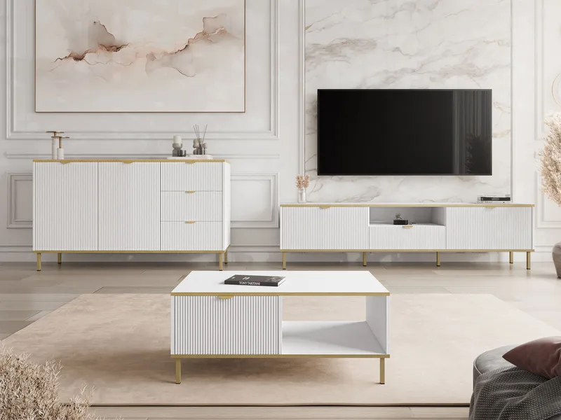 Salmor Olohuoneen kalustepaketti - Valkoinen - Huonekalut - Kalustesetit - Olohuoneen kalustesetit