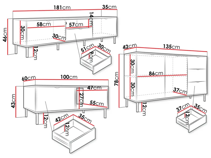 Salmor Olohuoneen kalustepaketti - Valkoinen - Huonekalut - Kalustesetit - Olohuoneen kalustesetit