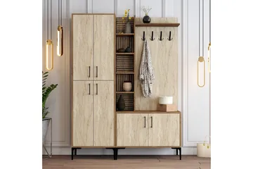 Schmida Eteisen Kalustesetti - Pähkinäpuu/Beige - Huonekalut - Kalustesetit - Eteisen kalustesetit