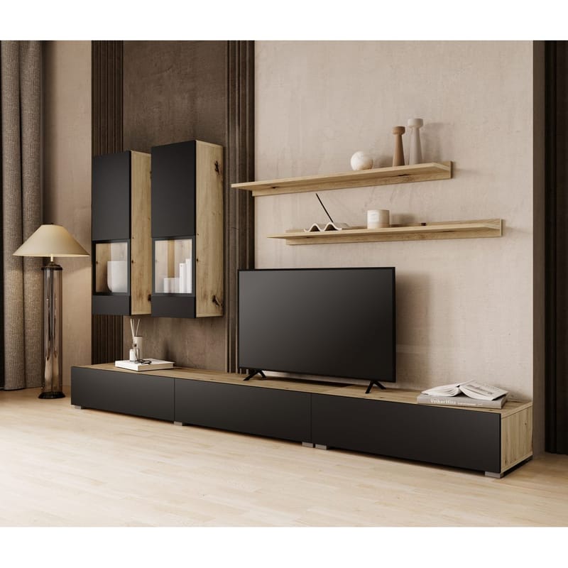 Seinäyksikkö Baros - Artisan - Musta Supermatt - Huonekalut - Kalustesetit - Olohuoneen kalustesetit