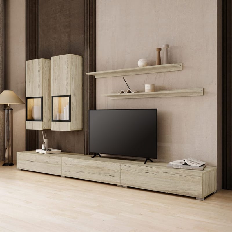 Seinäyksikkö Baros - San Remo Tammi Vaalea Laminaatti - Huonekalut - Kalustesetit - Olohuoneen kalustesetit