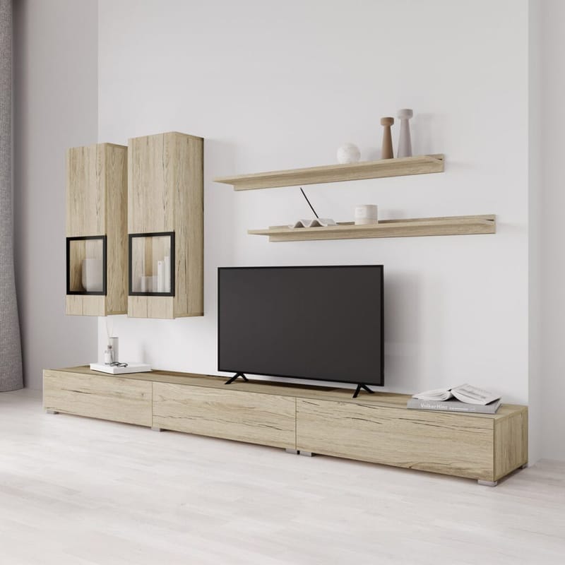 Seinäyksikkö Baros - San Remo Tammi Vaalea Laminaatti - Huonekalut - Kalustesetit - Olohuoneen kalustesetit