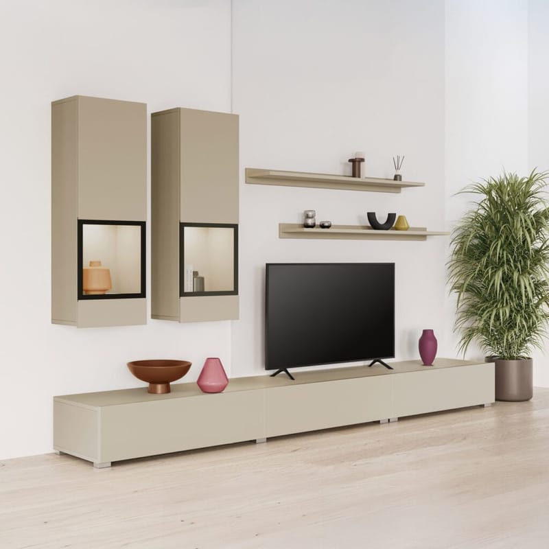 Seinäyksikkö Baros - Vaalea beige - Huonekalut - Kalustesetit - Olohuoneen kalustesetit