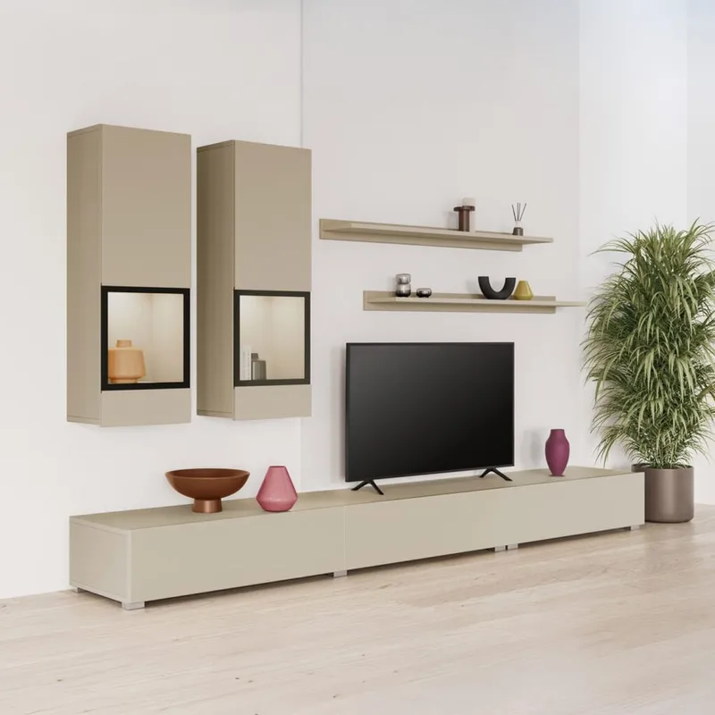 Seinäyksikkö Baros - Vaalea beige - Huonekalut - Kalustesetit - Olohuoneen kalustesetit