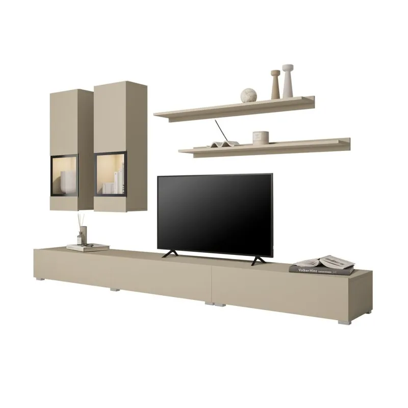 Seinäyksikkö Baros - Vaalea beige - Huonekalut - Kalustesetit - Olohuoneen kalustesetit