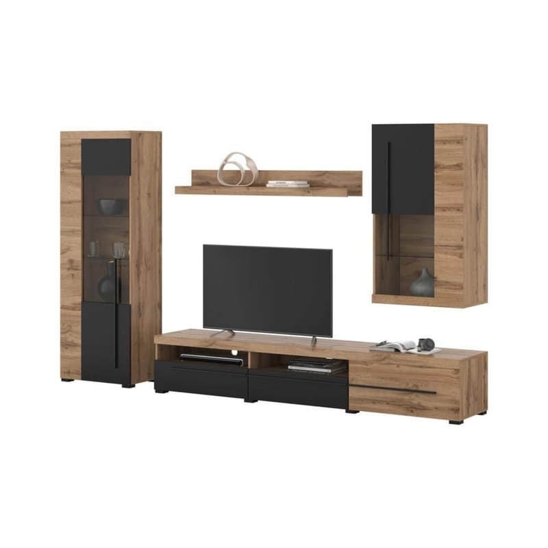 Seinäyksikkö Roger 4 osaa - Wotan tammi - Huonekalut - Kalustesetit - Olohuoneen kalustesetit