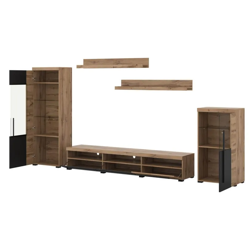 Seinäyksikkö Roger 5 osaa - Wotan tammi - Huonekalut - Kalustesetit - Olohuoneen kalustesetit